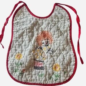 Vintage baby bib hand‎ embroidered #raggedyann